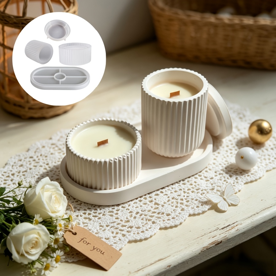 Kraft Box Candle - silikon kalıp seti, 4 adet çizgili