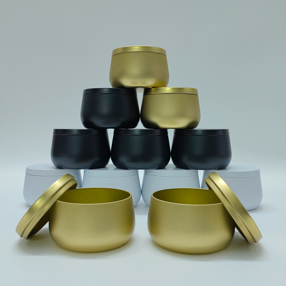 Tin Container Lid - 12 adet 8oz Beyaz Siyah Altın
