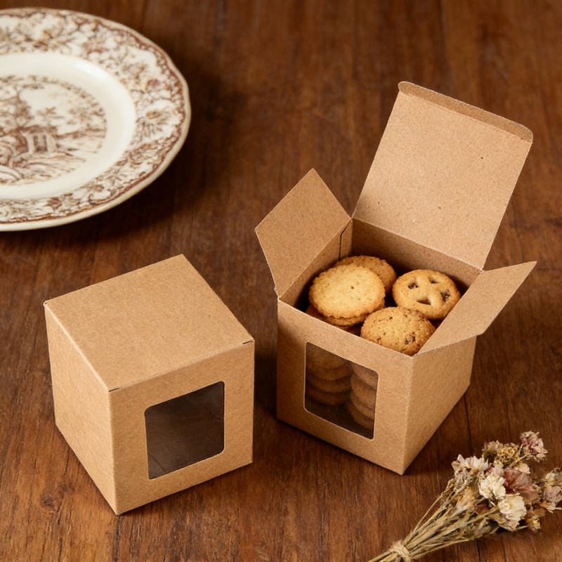 Kraft Box Candle - PVC Pencereli Kahverengi Kraft Kağıt Kutular,