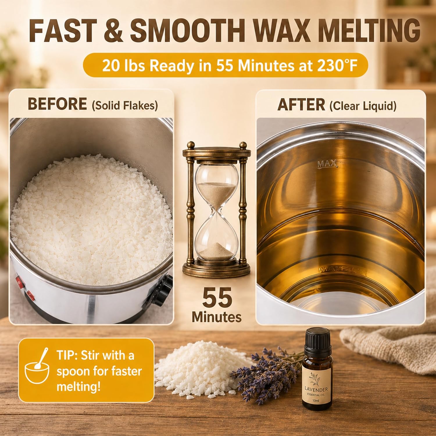 10L Mum Yapımı İçin Balmumu Er - Candle Making Tempe incelemesi ve fiyatı